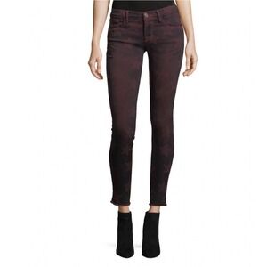 Etienne Marcel Red Black Camo Star Print Skinny Jeans Raw Hem EM7434 Size 24